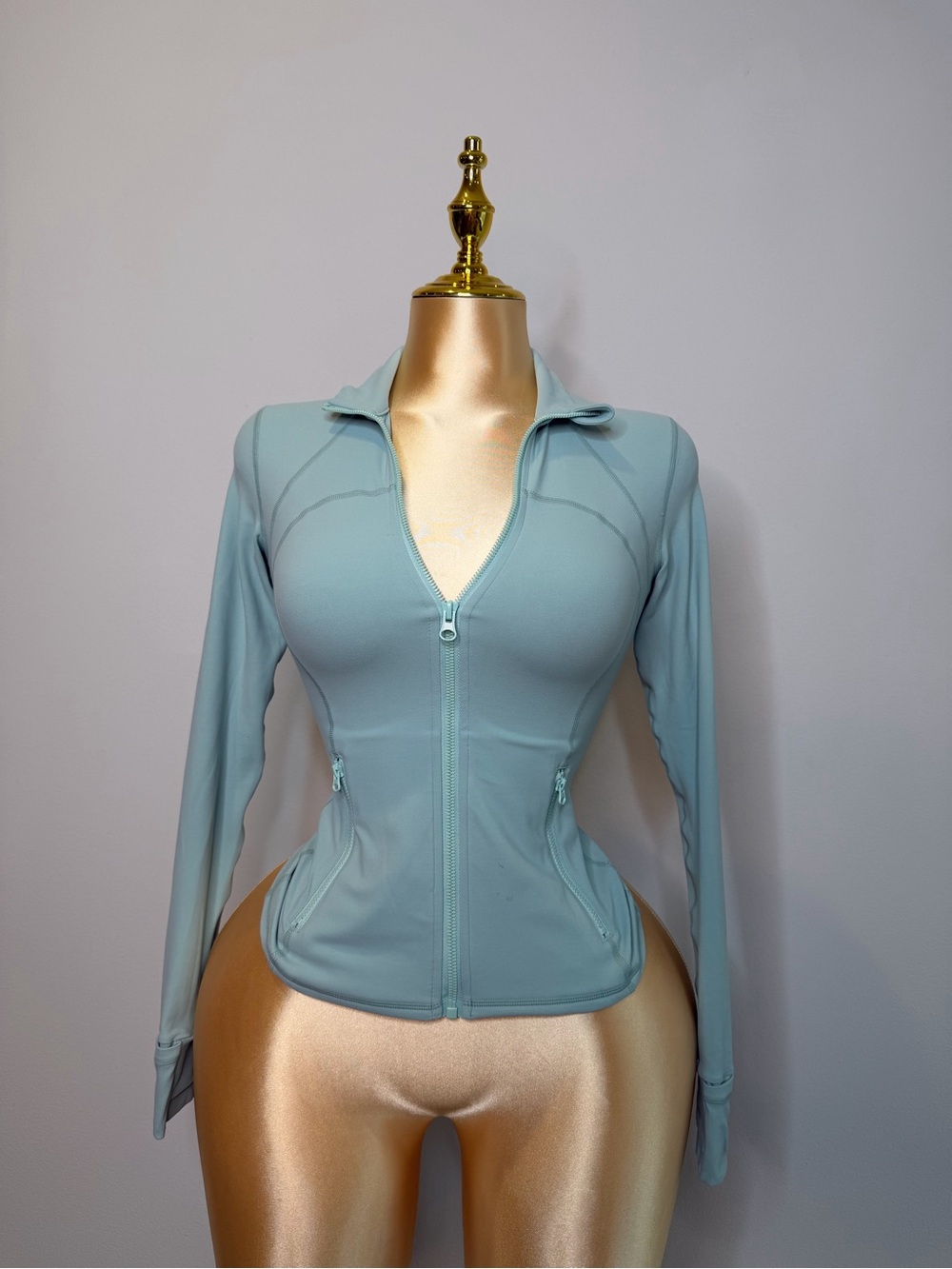 GLOWMODE Light Blue Sculpting Full Zip Workout Jacket